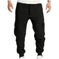 thumbnail image 1 of Cargo Jogger Sweatpants for Men Drawstring Elastic Waist Joggers Workout Pants for Tall Men Athletic Pants with 4 Pockets, Black, L, 1 of 5