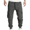 thumbnail image 1 of Cargo Jogger Sweatpants for Men Drawstring Elastic Waist Joggers Workout Pants for Tall Men Athletic Pants with 4 Pockets, Dark Gray, XL, 1 of 5
