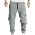 thumbnail image 1 of Cargo Jogger Sweatpants for Men Drawstring Elastic Waist Joggers Workout Pants for Tall Men Athletic Pants with 4 Pockets, Gray, M, 1 of 5