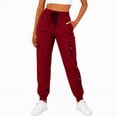 thumbnail image 1 of Cargo Jogger Sweatpants for Women Stretchy Casual Outdoor Sports Pants with Multi Pockets Soft Trousers Wine S, 1 of 8