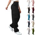 thumbnail image 1 of Cargo Joggers For Women Casual High Waisted Wide Leg Travel Golf Cargo Safari Pants With Pockets, 1 of 9