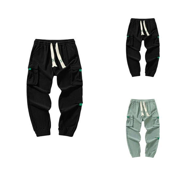 Cargo Joggers for Men 2025 Corduroy Casual Slim Fit Elastic Waist Drawstring Cargo Sweatpants with Pockets Trousers