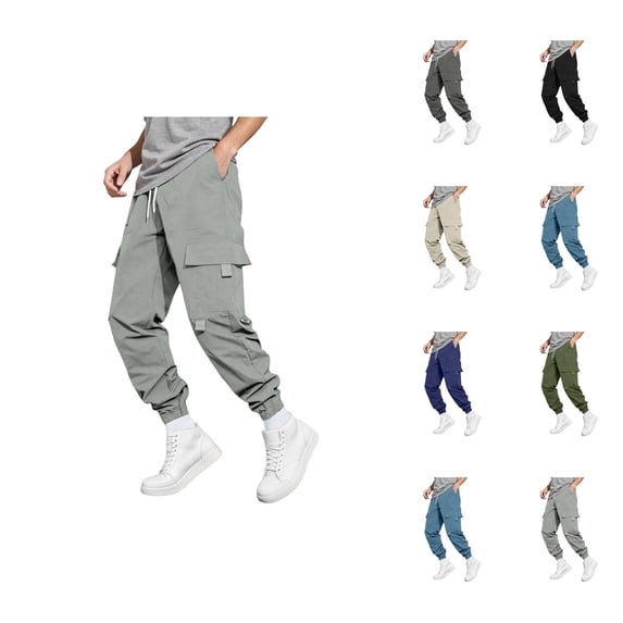Cargo Joggers for Men 2025 Elastic Waist Drawstring Casual Cargo Jogging Pants Sweatpants with Pockets Mens Trousers