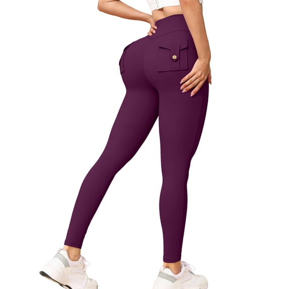 Cargo Leggings with Pockets for Women High Waisted Yoga Workout Pants Tummy Control Butt Lifting Leggings