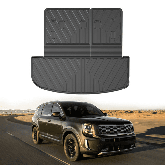 DIKSOAK Original Cargo Liner and Backrest Mats for the 2020-2025 Kia Telluride - Custom Fit Trunk Mat and Backrest Mats - All Weather Protection Anti-Skid Car Mats for Telluride