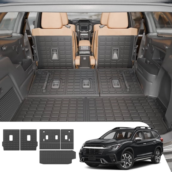 Cargo Liner for 2019-2025 2026 Subaru Ascent 7-Seater Kick Mats All Weather Back Seat Protector 2024 Ascent Accessories (Trunk Mat+2nd Row Backrest Mats+3rd Row Backrest Mats)