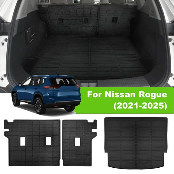 Cargo Liner Backrest Mat Set Fit 2021-2025 Nissan Rogue All Weather Rear Trunk Cargo Tray Backrest Protector for Nissan Rogue 2021 2022 2023 2024 2025 Accessory, Black