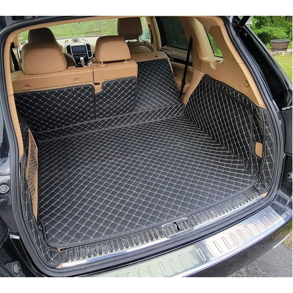 Cargo Liner Compatible with Porsche Cayenne 2011-2018 with Block net on The Left Side of Trunk Trunk Tray All-Weather Customized Cargo Mat