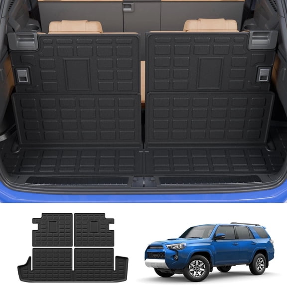 Cargo Mat for 2010-2024 Toyota 4 Runner 7 Seat Cargo Liner Trunk Mat TPE Back Seat Cover Protector 2023 4Runner Accessories (Fit 7 Seat,Trunk Mat+3rd Row Backrest Mats)