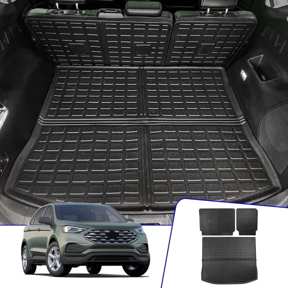 Cargo Mat for 2015-2024 Ford Edge 5-Seater (Not Fit SEL) Trunk Mat Trunk Liner TPE Cargo Liner Back Seat Cover Protector 2023 Edge Accessories (Backrest Mats+Trunk Mat)