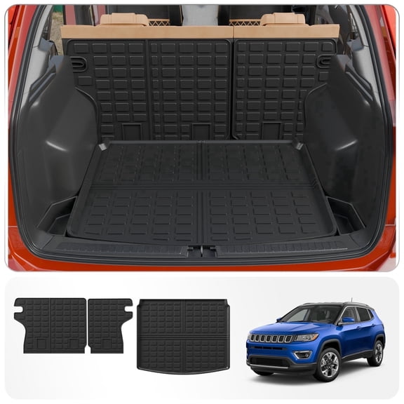 Bomely Tpe All Weather Cargo Mat & Backrest Protector, Fits Jeep Compass 17-25 Rear Trunk Liner Kit