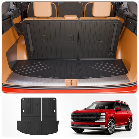 Cargo Mat for 2026 Hyundai Palisade Gas Trunk Mat Trunk Liner Cargo Liner Back Seat Cover Protector TPE All Weather Palisade Accessories (Trunk Mat with Backrest Mat)