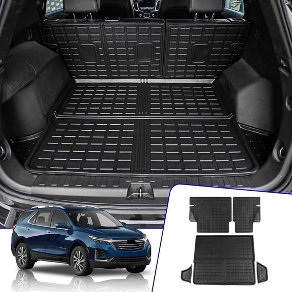 Bomely TPE All Weather Cargo Liner & Backrest Mat, Fits Chevy Equinox / GMC Terrain 18-24, Detachable Non-Slip 5PCS Set