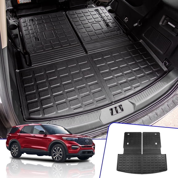 Bomely TPE All Weather Cargo Liner & Backrest Mat, Fits Ford Explorer 20-26 6&7-Seater, Waterproof Non-Slip 1PC
