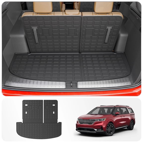 Cargo Mat Compatible with 2020-2025 Kia Telluride (NOT for 2027) Trunk Mat Cargo Liner Trunk Liner All Weather Back Seat Protector 2024 Telluride Accessories (Trunk Mat with Backrest Mat)