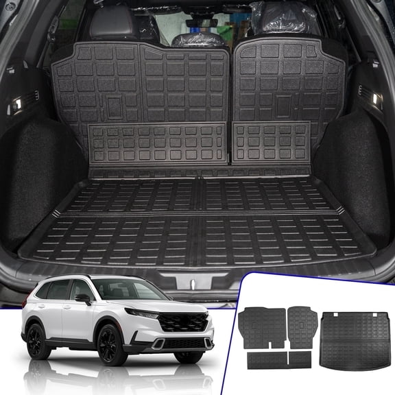 Bomely TPE All Weather Trunk Cargo Mat & Backrest Mat, Fits Honda CR-V 23-26 Hybrid Upper Deck, Waterproof Non-Slip 3PCS Set