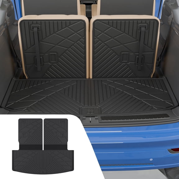 Bomely Cargo Mat For 2020-2025 2026 Ford Explorer TPE Cargo Liner 6&7 Passenger 2024 Explorer Accessories (Trunk Mat with Backrest Mat)