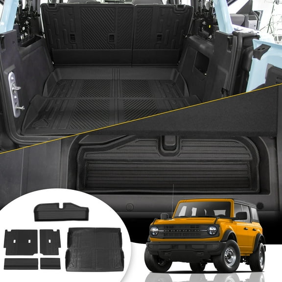 Cargo Mat For 2021-2025 Ford Bronco Trunk Mat Back Seat Cover Protector Cargo Liner Kick Mat for 2024 Bronco Accessories 4 Door