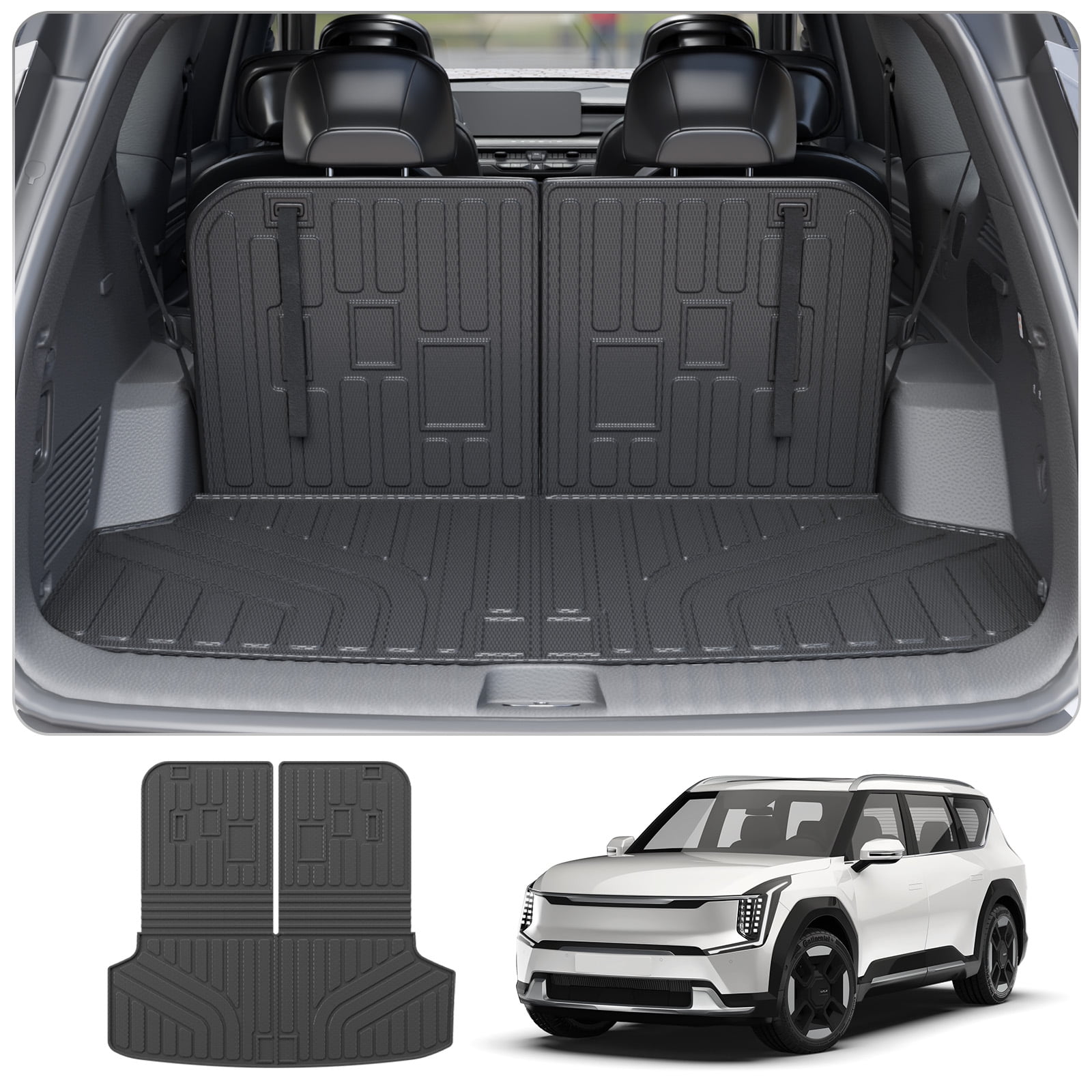 OMAC Tapis de coffre pour Kia EV9 2023-2026 en caoutchouc TPE Noir