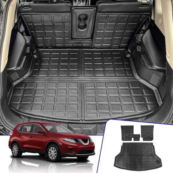 Cargo Mat for 2014-2020 Nissan Rogue Trunk Mat Cargo Liner All Weather Back Seat Cover Protector 2019 Rogue Accessories (Backrest Mats+Trunk Mat)