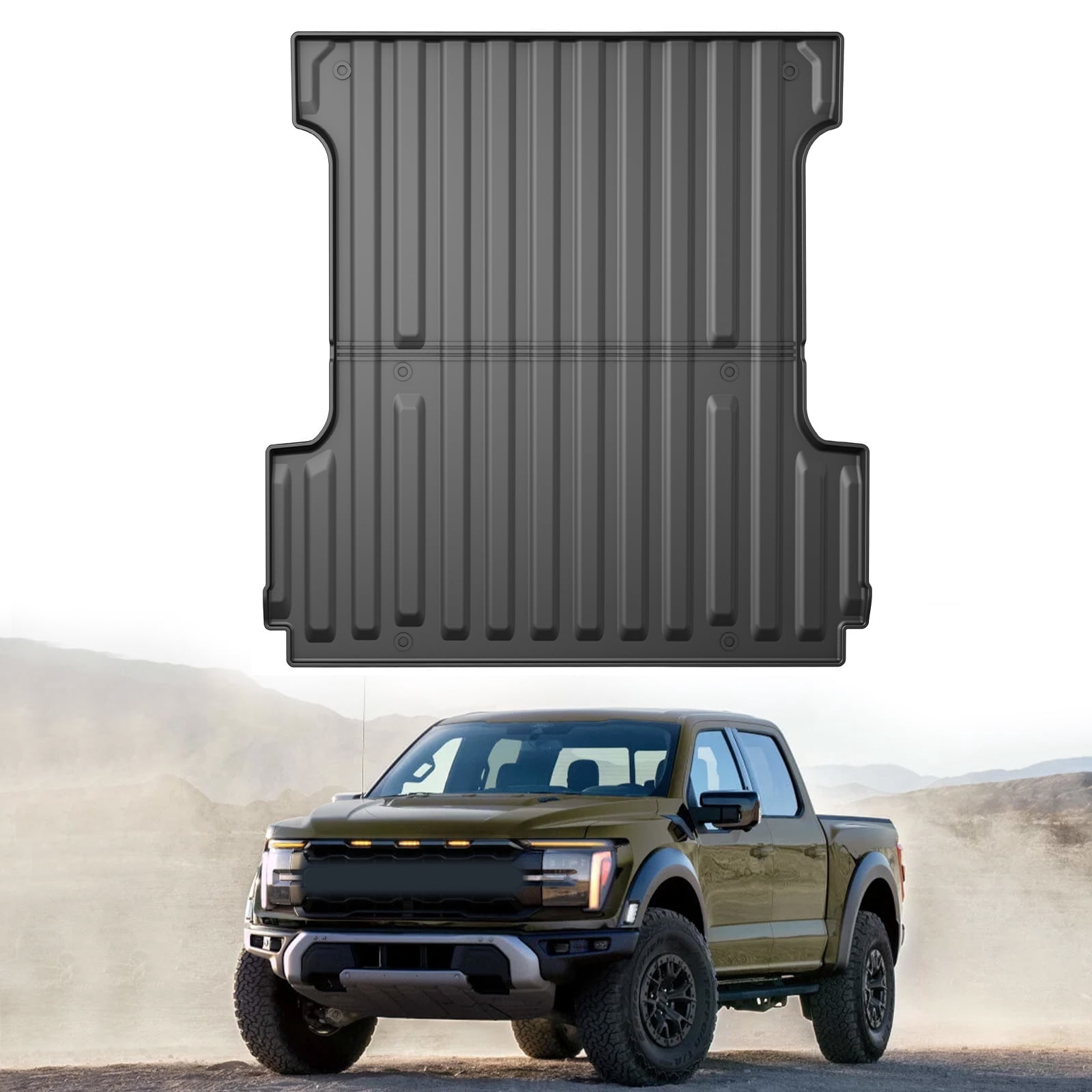 DIKSOAK Truck Bed Mat Compatible with 2015-2024 Ford F150 Bed Liner-Custom Fit Cargo Mats for Ford F150 Exterior Accessories All Weather Trunk Mats