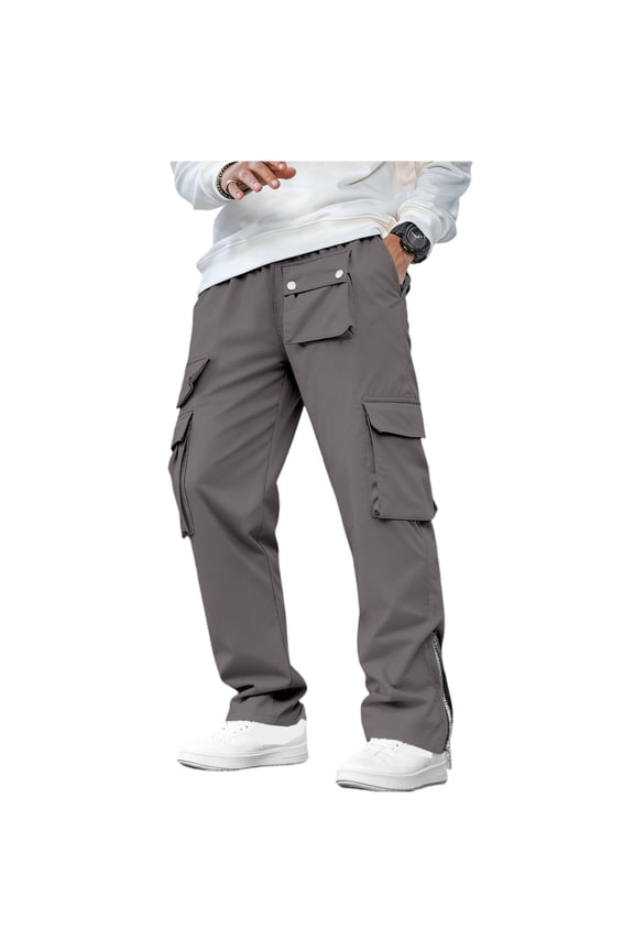 Cargo Military Pants for Men Waterproof Stretch Waistband Cargo Pants Ripstop Stretch Breathable Hiking Pants with Multi-Functional Pockets Big and Tall Apparel,Gray L