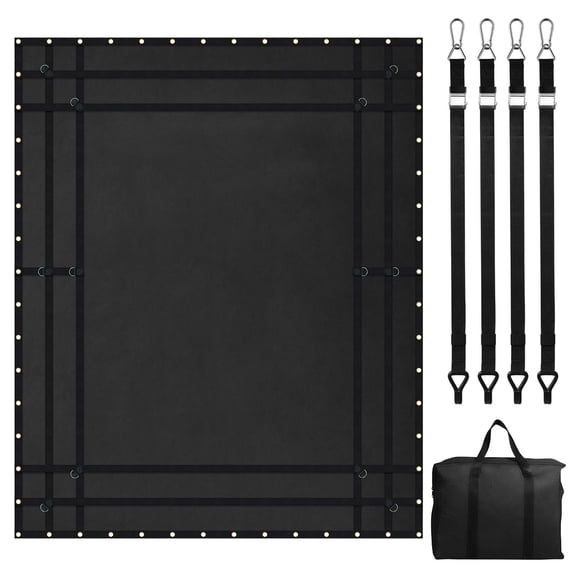 Cargo Net 120 In X 105 In, 700 lbs Load-bearing, Weatherproof, 4 Adjustable Straps with Carabiners and Rubber Coated Hooks, for boats, kayaks, canoes, trailers, docks, beaches, and marine service