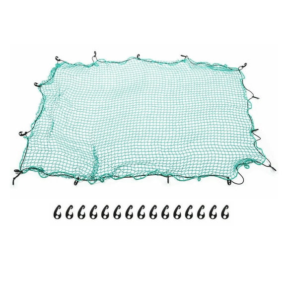 Cargo Net 4.9x7.2ft / 6.5x9.8ft / 8.2x11.5ft for Pickup Truck Trailer Bed with 15Pcs Hooks & Elastic Strap Cargo Netting