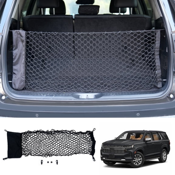 Cargo Net Compatible with 2015-2025 Chevy Tahoe Truck Bed Cargo Net 3.15'×0.92' Double Layer Envelope Style Dense Mesh Trunk Organizer for 2024 Tahoe Exterior Accessories