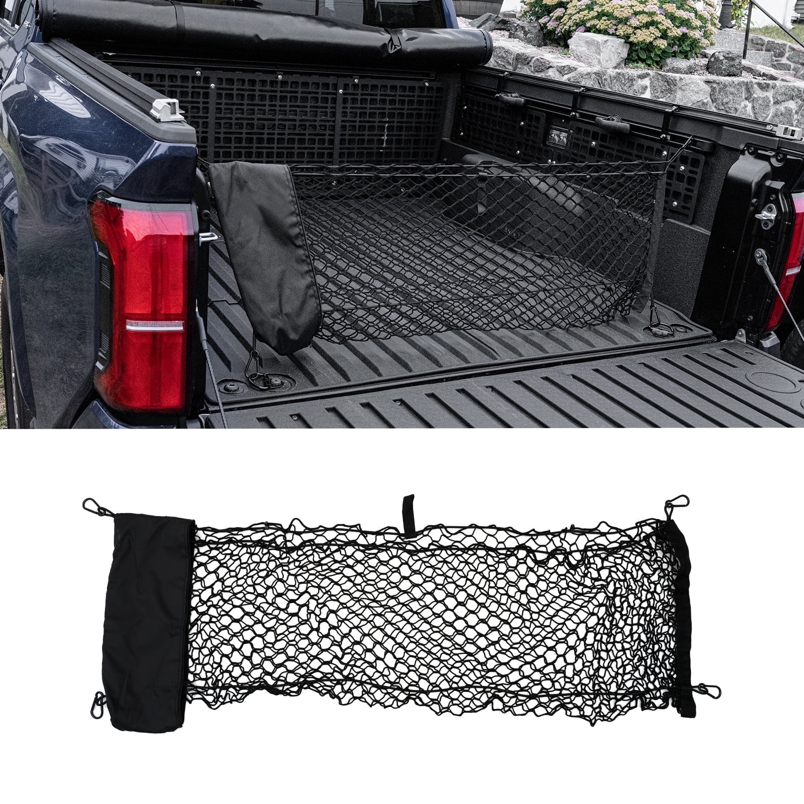 Cargo Net Compatible with 2024 2025 2026 Toyota Tacoma Envelope Style Truck Storage Net Dense Mesh with Free Storage Bags for 2025 Tacoma Exterior Accessories (4.1'×1.5')