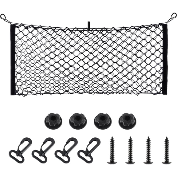 Cargo Net Stretchable, Car Exterior Accessories, Adjustable Elastic Trunk Storage Net with Hook for SUVs, Cars and Trucks (11.8"x 31.5")