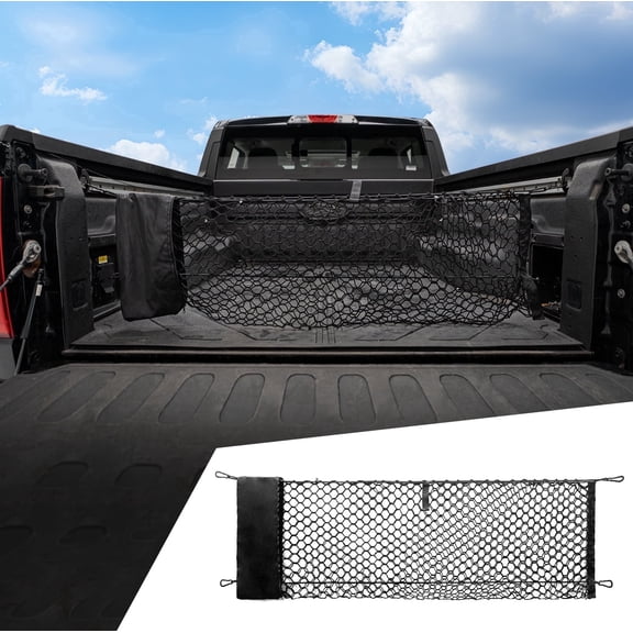 Bomely Cargo Net for 2022-2026 Ford Maverick Truck Bed Cargo Net with Storage Bag 3.28'×1.15' Double Layer Envelope Style Dense Mesh Trunk Organizer