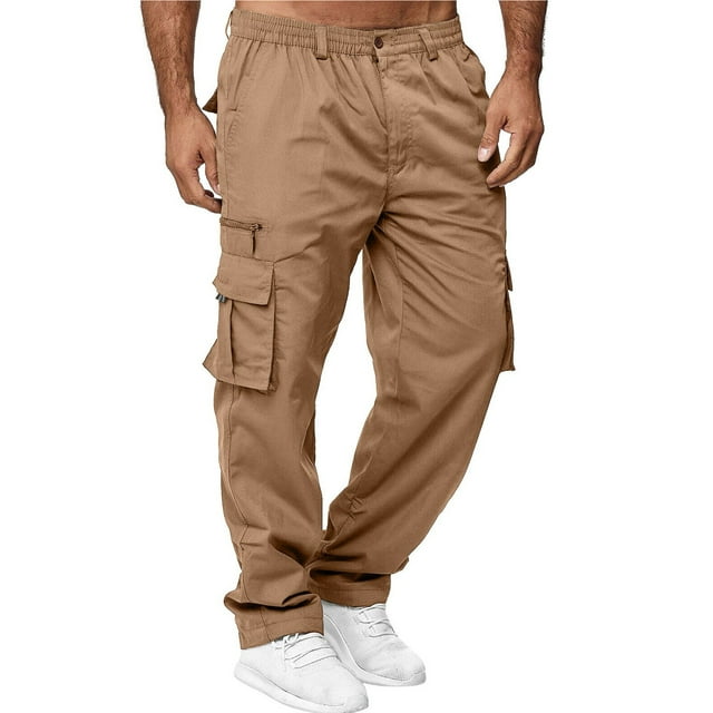 Cargo Pants 2024 Mens Casual Pants Loose Fit Elastic Drawstring Waist ...