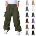 thumbnail image 1 of Cargo Pants Baggy Cargo Pants Elastic High Waisted with Pocket Classic Fit Boys Athletic Pants Hip Hop Pants Size 14-15 Years Boys Clothes, 1 of 9