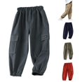 thumbnail image 1 of Cargo Pants Baggy Elastic High Waisted with Pocket Classic Fit Athletic Pants Pull On Size 7-8 Years Pants, 1 of 5
