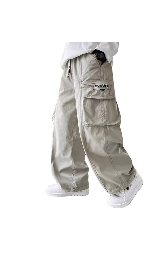 Cargo Pants Boys,Baggy Pants Drawstring Waist with Pocket Loose Fit Sweat Pants for Boys Hop Pants Size 8-9 Years Boys Clothes Boys Fashion