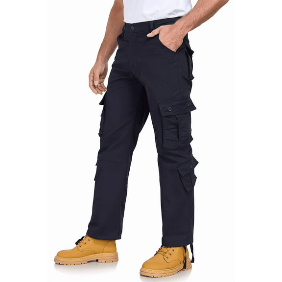 Mens Cargo Pants Mowujeit Casual Work Hiking Loose Wear-Resisting Pant for Men Navy