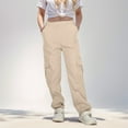 thumbnail image 1 of Cargo Pants For Girls Cargo Jogger Pants Casual Girl's Elastic Waist Cargo Pants With Pockets 2025 NEW Girls Pants Khaki 11-12 Years, 1 of 9