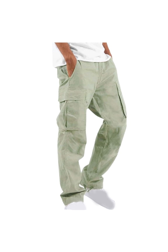 Cargo Pants For Men Plus Size Solid Casual Multiple Pockets Outdoor Straight Type Fitness