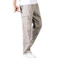 thumbnail image 1 of Cargo Pants For Men Casual Elastic Waist Pants With Pockets Relaxed Fit Spring Summer Beach Yoga Travel Lounge Trousers, 1 of 4