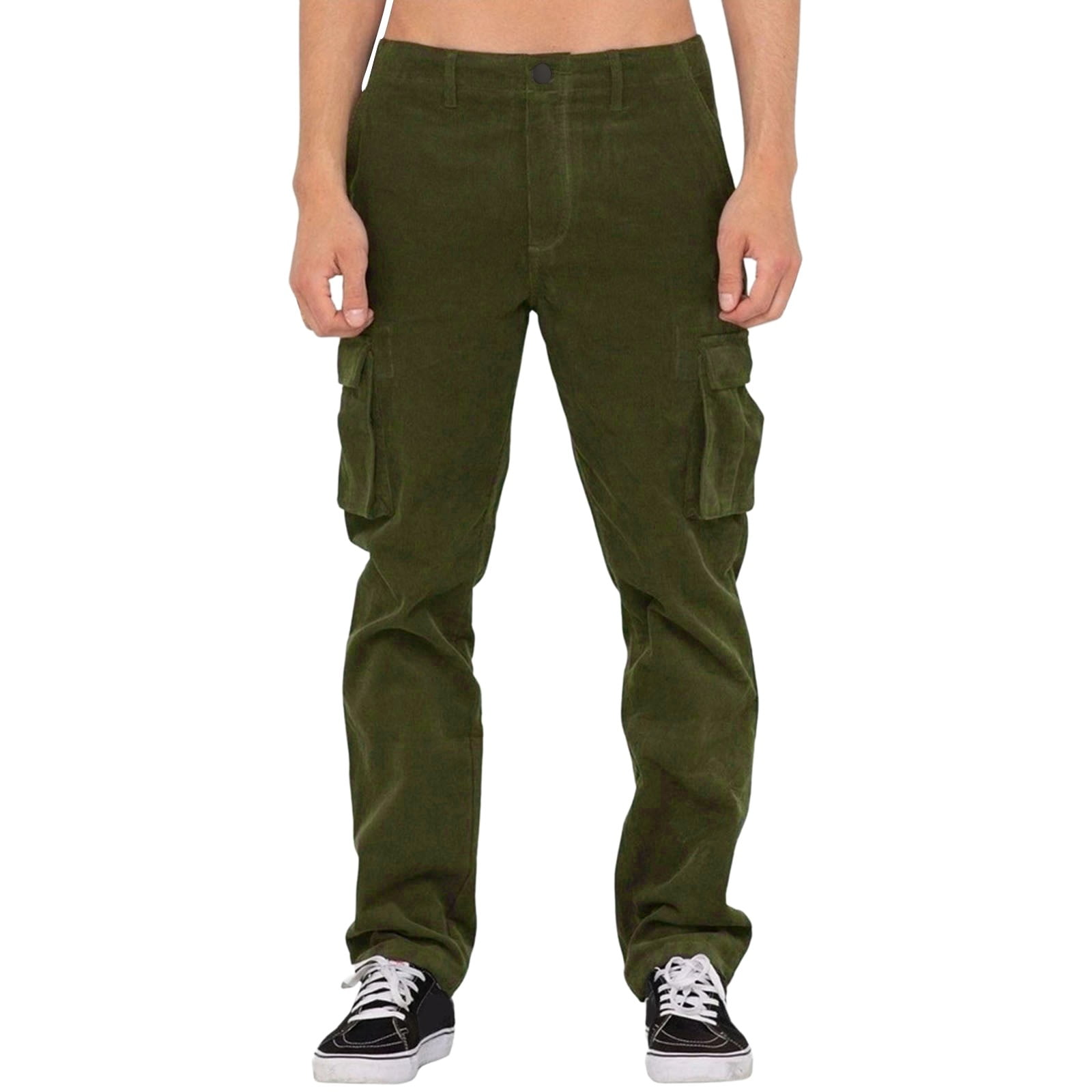 Cargo Pants For Men Casual Street Loose Four Season Corduroy High Multi ...