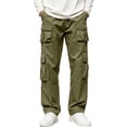 thumbnail image 1 of Cargo Pants For Men Casual Wide Leg Relaxed Fit Tactical Work Pants Mens Fall Fashion Elastic Waist Drawstring Long Trousers With Mult Pockets, 1 of 4