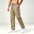 thumbnail image 1 of Cargo Pants For Men Elastic Waist Casual Outdoor Straight Leg Pants Regular Fit Trousers with Multiple Pockets, 1 of 5