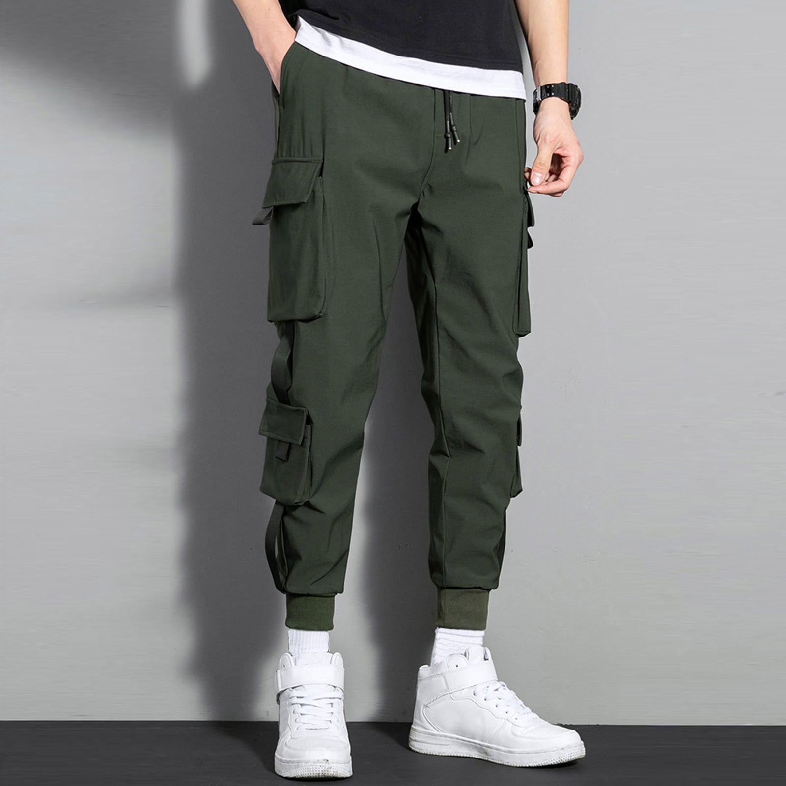 Cargo Pants For Men Men'S Loose Plus Size Sports Harlem Pants Nine Casual  Cargo Trousers