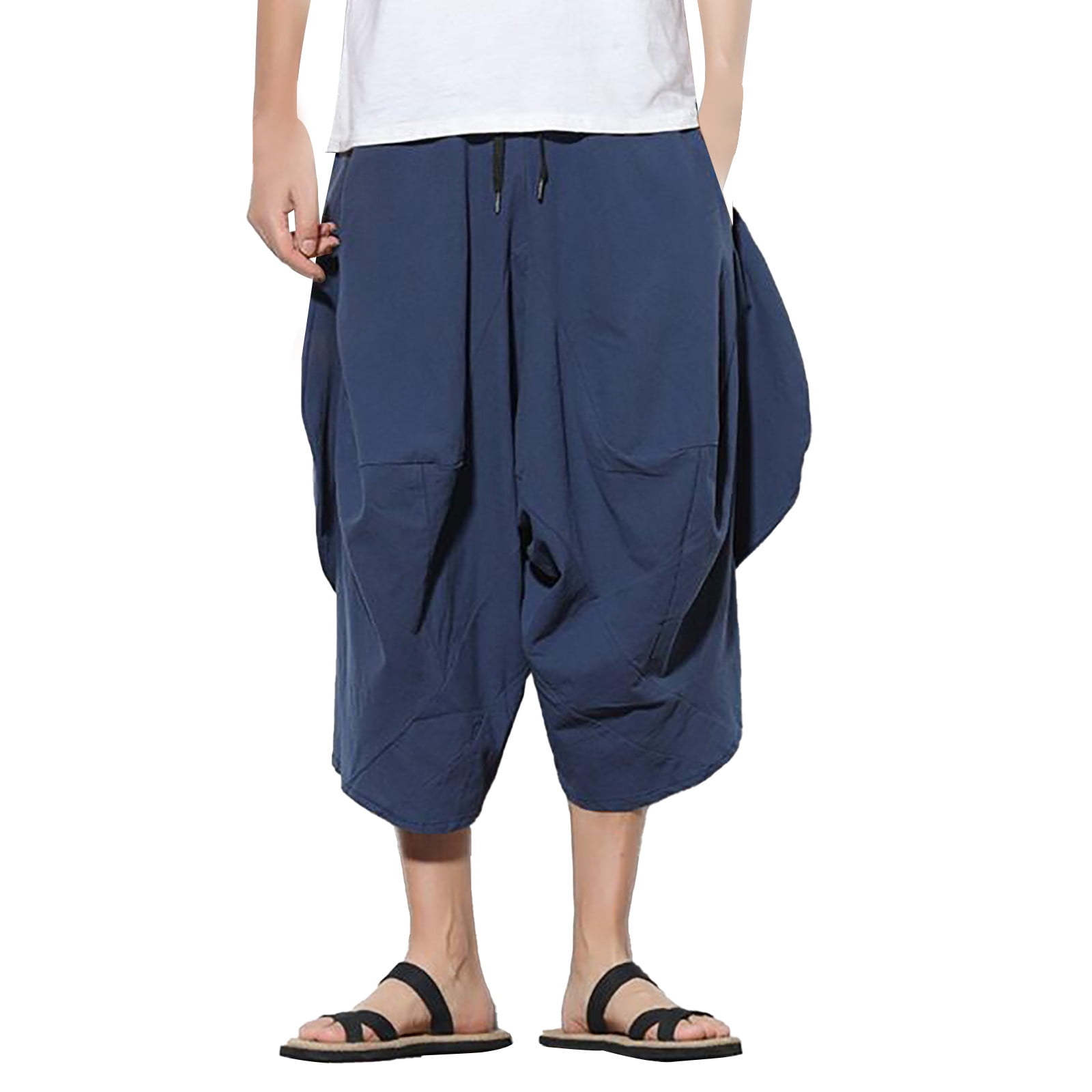 Cargo Pants For Men Mens Cargo Pants Men Cotton Linen Capri Pants Baggy