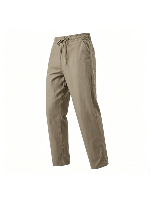 Cargo Pants For Men, Mens Pants Cooling Ice Silk Dress Loose Fit Pleated Summer Slacks Lightweight Quick Dry Business Casual Trousers Khaki M