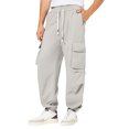 thumbnail image 1 of Cargo Pants For Men Solid Color Outdoor Overall Spring Summer Loose Casual Wide Leg Long Trousers Sportwear,Gray,L, 1 of 9