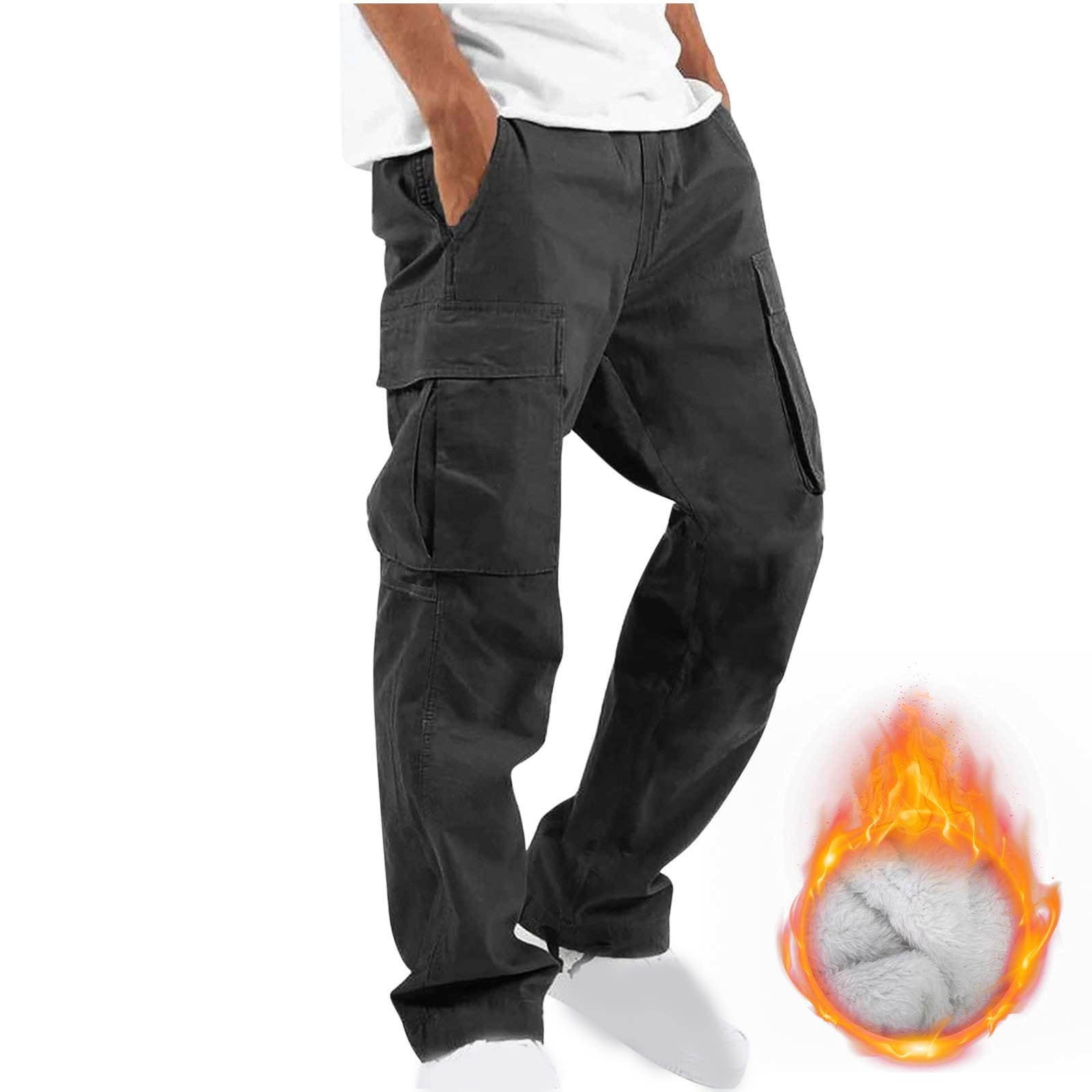 Cargo Pants For Men Winter Heated Thermal Pants Solid Casual