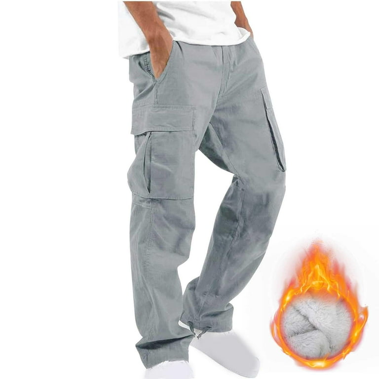 Cargo Pants For Men Winter Heated Thermal Pants Solid Casual Multiple Pockets Outdoor Straight Type Fitness Pants Cargo Pants Trousers Gray XL
