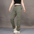 thumbnail image 1 of Cargo Pants For Women Waterproof Windproof Button Straight Leg Adjustable Hems Outdoor Sport Trousers With Multi Pockets (5XL, Army Green-A), 1 of 8